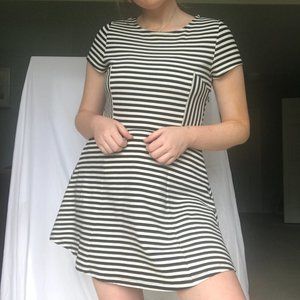Black and White Striped A-Line Dress